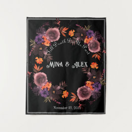 Tapete De Parede Casamento Personalizado Floral Preto-Gótico