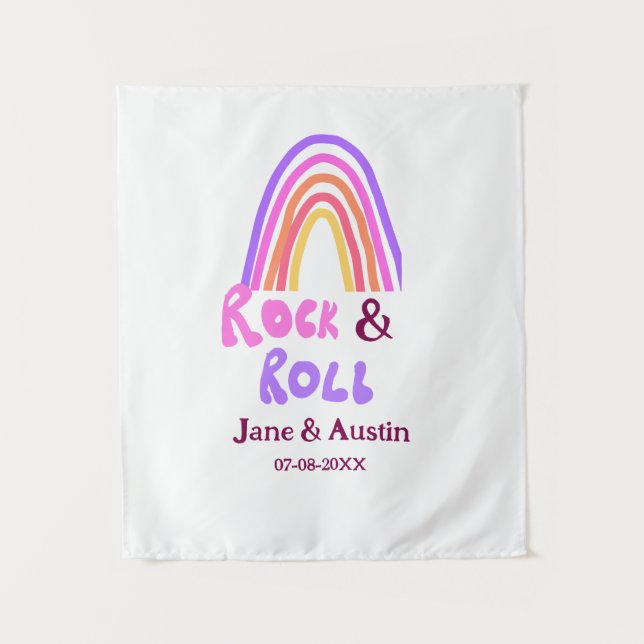 Tapete De Parede casamento rock & roll adicionar nome do casal arco (Frente)