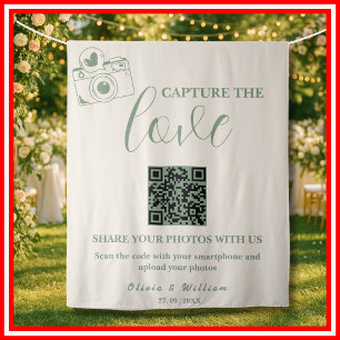 Tapete De Parede Casamento Verde Sage Capture O Amor Código QR