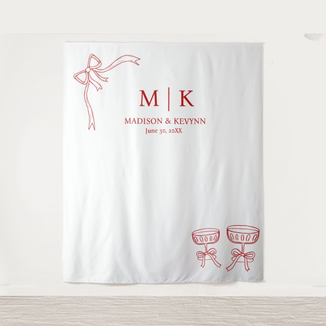 Tapete De Parede Casamento Vermelho de Beatrice Ribbon (Frente)