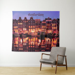 Tapete De Parede Casas de Linhas de Amsterdã no Canal