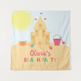 Tapete De Parede Castelo de areia Festa de aniversário de praia