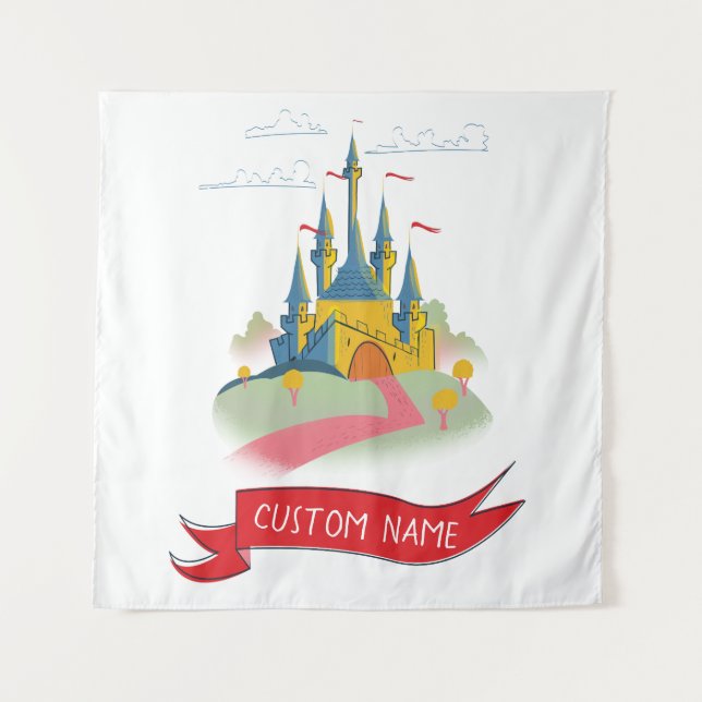 Tapete De Parede Castelo de Fantasia com Texto Personalizado (Frente)