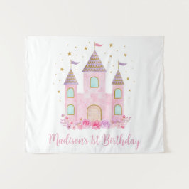 Tapete De Parede Castelo de Princesa de Ouro Rosa Moderno Aniversár