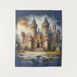 Tapete De Parede Castelo Medieval no Sunset com Céu Atmosférico