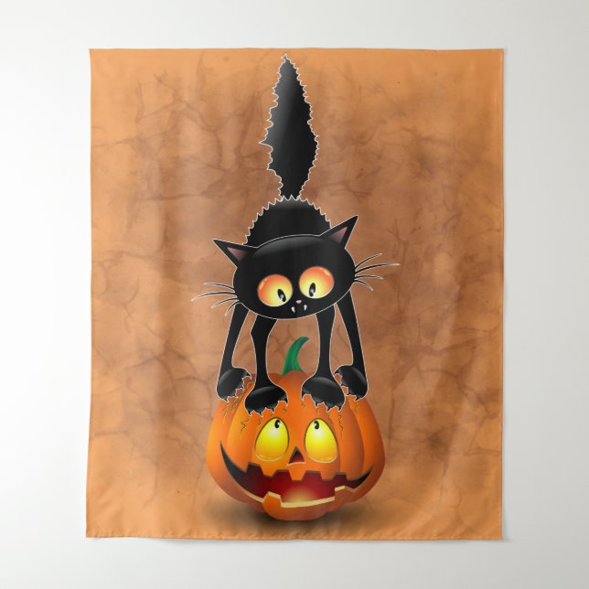 Personagem de halloween de gato preto bonito dos desenhos animados