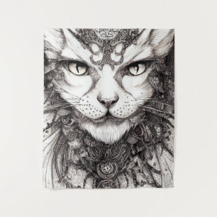 Tapete De Parede Cat Pet Wild Nature Illustration Line Epic Art
