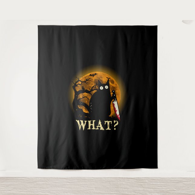 Tapete De Parede Cat W Gato Assassino com Faca Halloween (Frente)