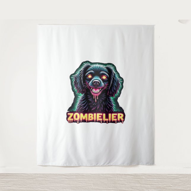 Tapete De Parede Cavalier King Charles Spaniel CKCS Zombie Hall (Frente)