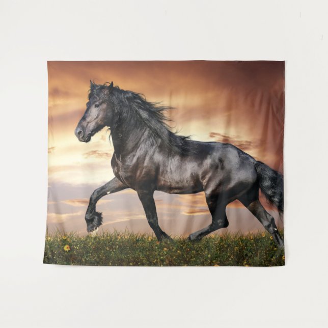 Tapete De Parede Cavalo Preto Lindo (Frente (Horizontal))