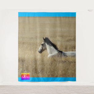 TAPETE DE PAREDE CAVALO SELVAGEM DE UTAH TAPESTRY WESTERN ART IMAGE