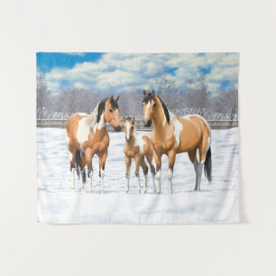 Tapete De Parede Cavalos De Tintas De Pintas De Pele Escória Na Nev