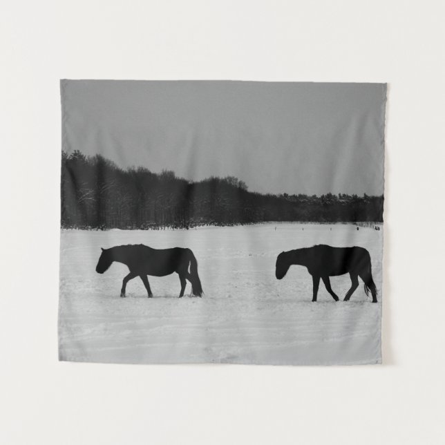 Tapete De Parede Cavalos Na Wtcna De Neve (Frente (Horizontal))
