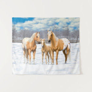 Tapete De Parede Cavalos Palomino Appaloosa Na Neve
