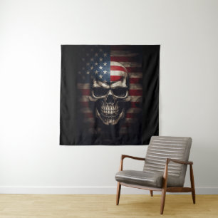 Tapete De Parede Caveira da Bandeira Americana