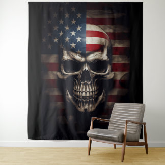 Tapete De Parede Caveira da Bandeira Americana