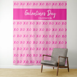 Tapete De Parede Celebração do Dia de Galentine com padrão rosa XOX