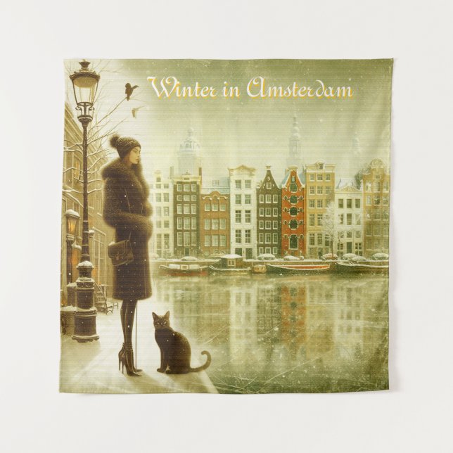 Tapete De Parede Celebrações de inverno na neve, com Kittens (Frente)