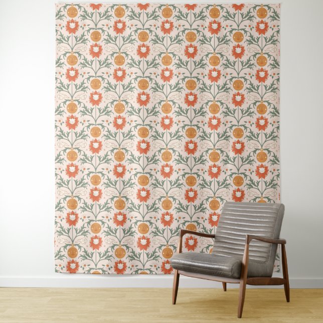 Tapete De Parede Celestial Floral Sunburst Seamless Pattern Design (In Situ)