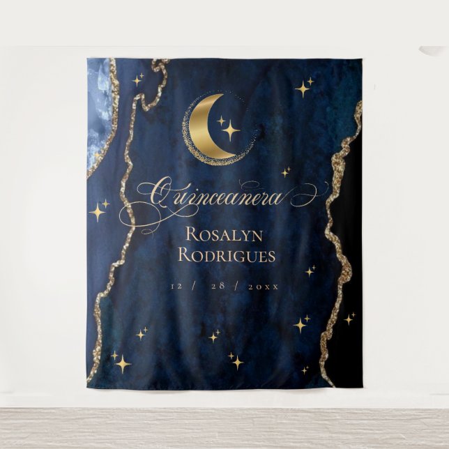 Tapete De Parede  Celestial Quinceanera Midnight Welcome Sign  (Frente)