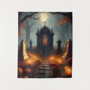Tapete De Parede Cemitério Assombrado de Halloween Assustador