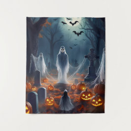 Tapete De Parede Cemitério Assombrado de Halloween Assustador
