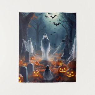 Tapete De Parede Cemitério Assombrado de Halloween Assustador