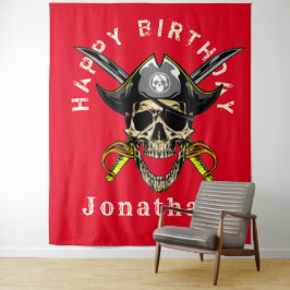 Tapete De Parede Cena de Aniversário Caveira Pirata Fantasma
