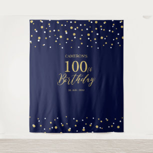 Tapete De Parede Cena de Aniversário de 100 anos Dourado e Azul Mar