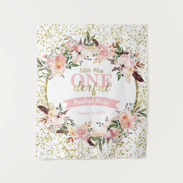 Tapete De Parede Cena de Aniversário ONEderful, Faixa, Boho (Frente)