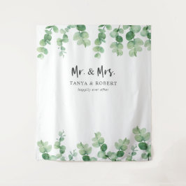 Tapete De Parede Cena de Casamento Mr & Mrs Eucalipto Noiva Noivo