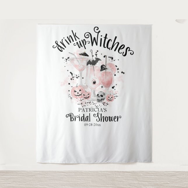 Tapete De Parede Cena de chá de noiva de bruxas de Halloween para b (Frente)