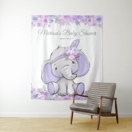 Tapete De Parede Cena de Chuveiro de Bebê Menina Elefante Roxo Boho
