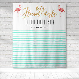 Tapete De Parede Cena de Festa de Noivado Flamingo Rosa Let's Flami