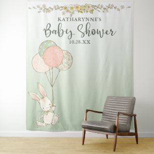 Tapete De Parede Cena de Fundo de Festa de Bebê Floral com Balões C