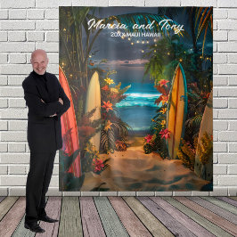 Tapete De Parede Cena de fundo de praia e pranchas de surf pendurad