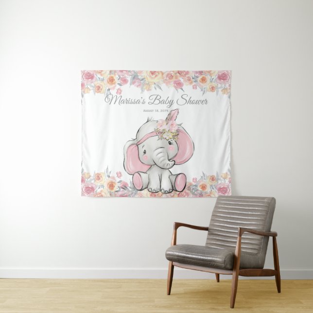 Tapete De Parede Cena de Fundo M de Menina Boho Elefante Rosa para  (In Situ (Horizontal))