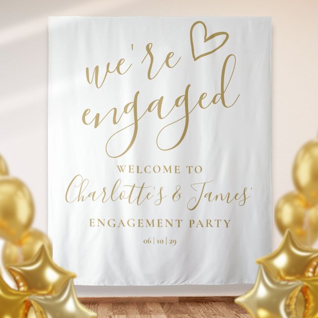 Tapete De Parede Cena de Fundo para Foto de Festa de Despedida de S (Were Engaged Engagement Party Photo Backdrop)
