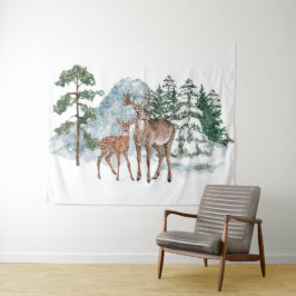 Tapete De Parede Cena de Inverno Querido e neve de pinheiro