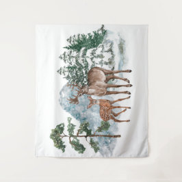 Tapete De Parede Cena de inverno volta Dear e Pine