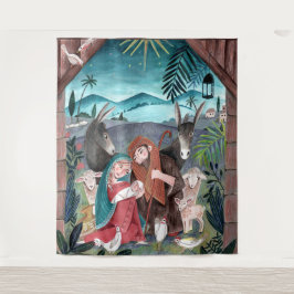 Tapete De Parede Cena de natividade religiosa Mary & baby Jesus