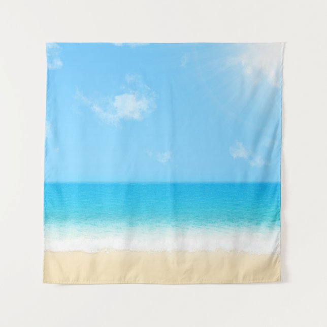 Tapete De Parede Cena de Praia do Oceano Calmo (Frente)