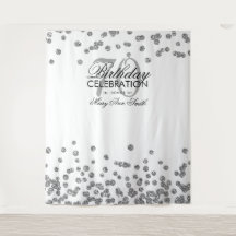 Cenario 70º Aniversário Prata Branco Confetes