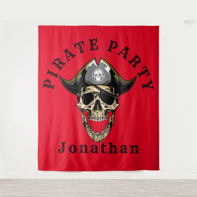 Tapete De Parede Cenário de aniversário com tema pirata (Frente)
