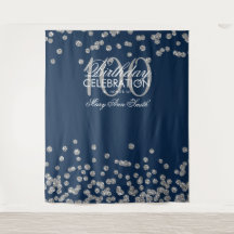 Cenário de Aniversário de 100 anos Prata Azul Mari