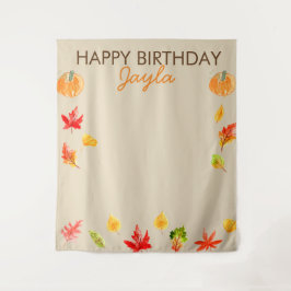 Tapete De Parede Cenário de aniversário de abóbora fofo de outono p