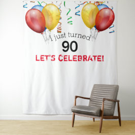 Tapete De Parede Cenário de Balão de Aniversário de 90 Anos, Adereç