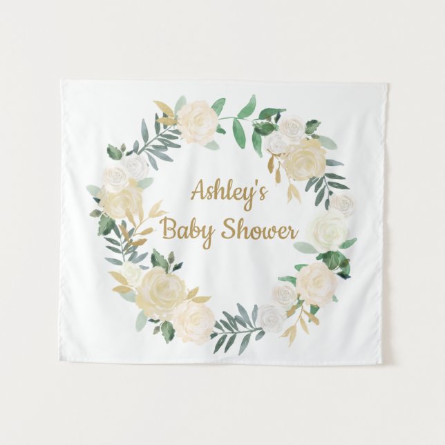 Tapete De Parede Cenário de Casamento de Outono Boho Dourado Branco (Frente (Horizontal))