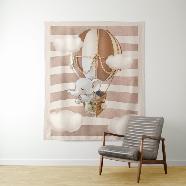 Tapete De Parede Cenário de Chuva Virtual Neutro Balão Elefante (In Situ)