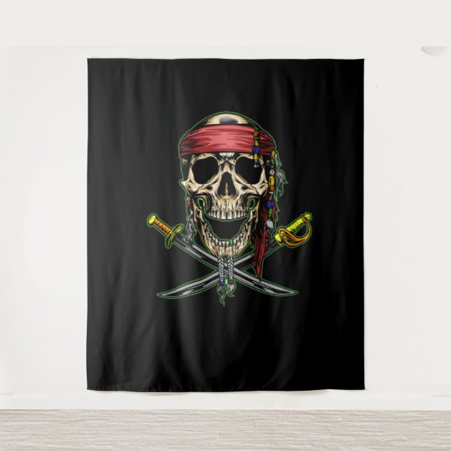 Tapete De Parede Cenário de Crânio de Pirata Falante (Frente)